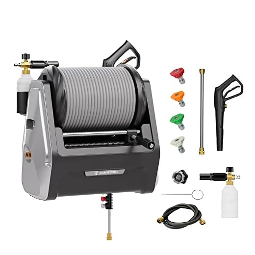Giraffe Tools Grandfalls Pressure Washer Plus+, Wall Mount Electric Pressure Washer, High Power Washer with 100ft Hose, 4 Quick Connect Nozzles, Foam Cannon for Cleaning Car/Driveway/Patio