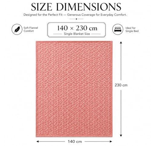 Image of VAS COLLECTIONS 280 GSM Premium Plush Blanket for Single Bed, Soft Warm Cozy Fleece Blanket, Ultra Soft Luxury Bedding, Comfortable Winter Flannel Blanket, 55 x 90 Inches(140 x 230 cm) - Dusty Mauve