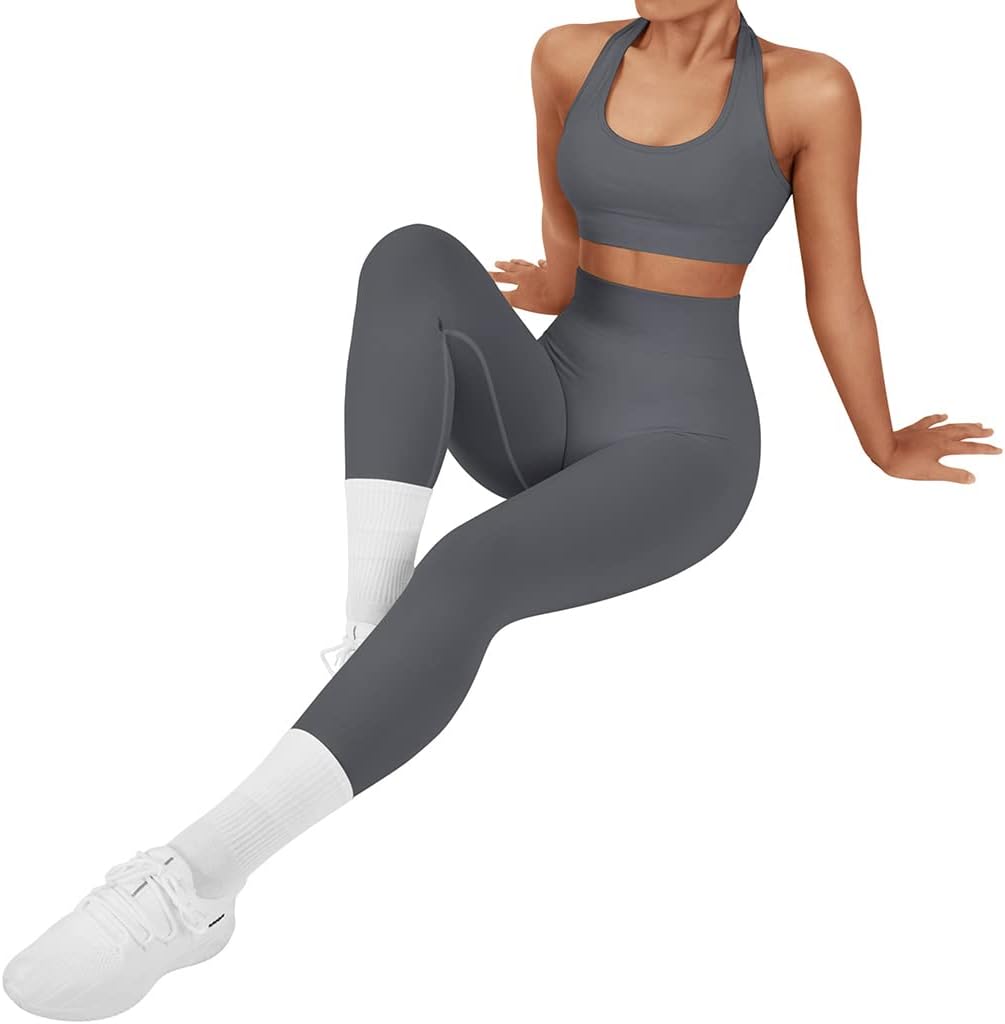 SUUKSESS Women Seamless Halter Sports Bra Open Back Padded Workout Crop Tank Tops - Image 5