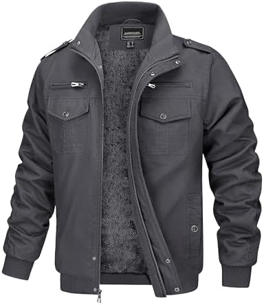 MAGCOMSEN Winterjacke Herren Jacke Winter Warm Bomberjacke Gefüttert | Warm Gefüttert, Winddichtes Design, Taschen für Handy und Kleinigkeiten, Militär‑Taktischer Stil, Für Outdoor