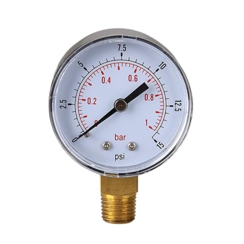 Manomètre basse pression 50mm 0-1 bar 1/4 pour compresseur et atelier