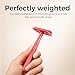 ZOMCHI Single Blade Double Edged Safety Razor with 5 Safety Razor Blades, Metal Razor for Men & Women, Single Blade Razor – Light Coral