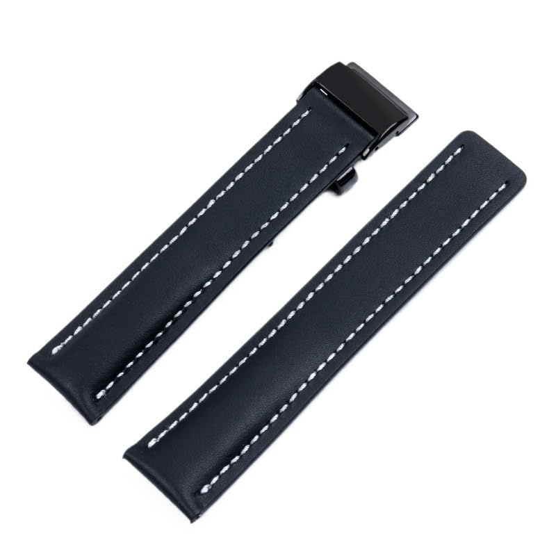 Bracelet montre Breitling Avenger en cuir noir 22mm fait main