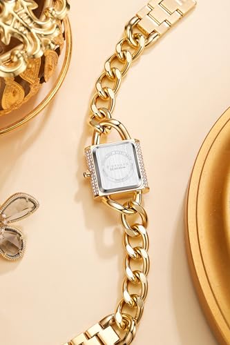 Image of Giordano Analog Quartz Watch for Women with Textured Square Dial, Crystal Studded Bezel, Blue Crown, Stainless Steel Strap - GZ-60160