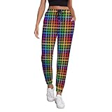 Prácticos bolsillos: con dos bolsillos delanteros, estos pantalones deportivos Rainbow Houndstooth para mujer con bolsillos proporcionan un almacenamiento práctico para pequeños elementos esenciales. Ya sea que estés buscando pantalones deportivos de entrenamiento que las mujeres necesitan o pantalones casuales para correr, esta es la elección perfecta