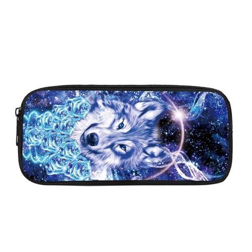 Astuccio per matite per bambini per ragazze astuccio per ragazzi grande per penne articoli per la cancelleria per insegnanti e per la scuola Un lupo M rosa blu