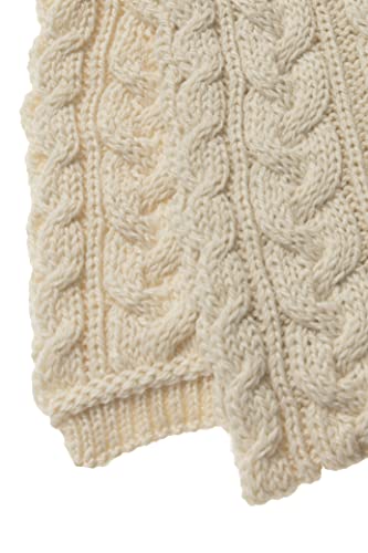 Aran Crafts Irish Cable Knitted Wool Heavyweight Scarf 10"x64" (X4855-NAT) Natural - Thumbnail 6
