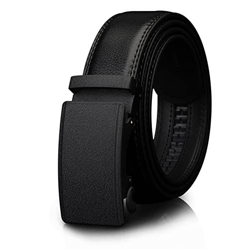Ceinture homme en cuir véritable sangle réglable à boucle automatique de 110-130cm
