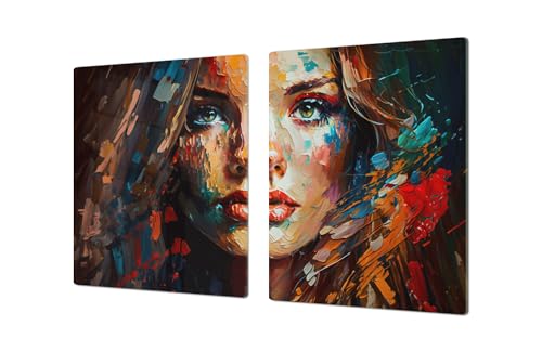 Cubre vitro de cristal templado de Gran Tamaño – Protector de encimera apaisado – UNA PIEZA (80 x 52 cm) o DOS PIEZAS (40 x 52 cm) DD50 Serie de Ilustraciones Coloridas