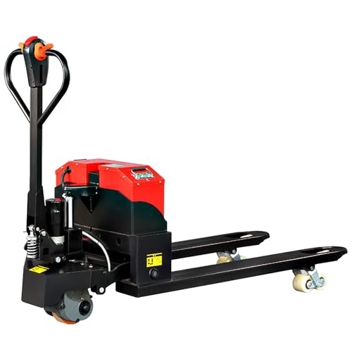 Transpaleta eléctrica, carretilla elevadora con motor de 1000 W, mango inteligente, bomba hidráulica ASG, botón de emergencia, ideal para almacenes y talleres (2.5t, capacidad media)