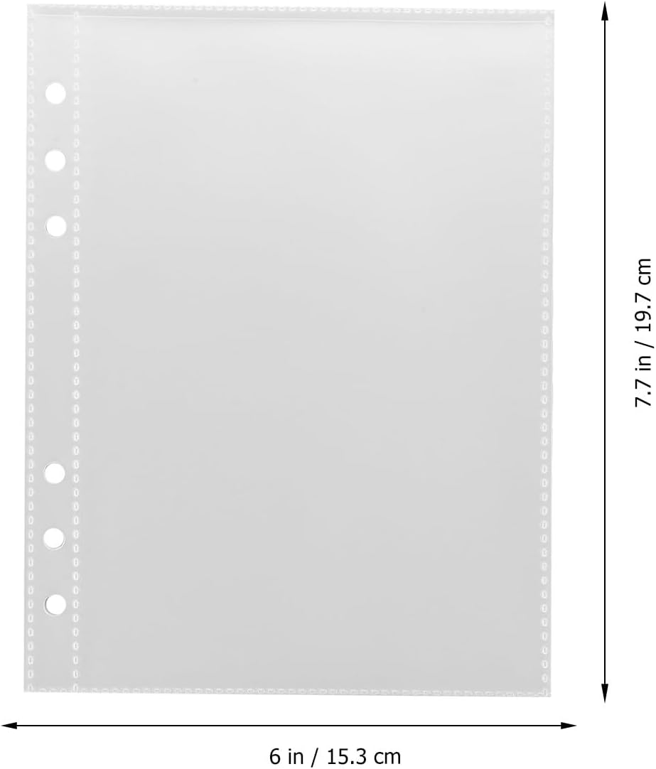 HOODANCOS 6-Hole Photo Album Pages Refill Set 10 Single-Sided Plastic Photo Sleeves with 1-grid/2-grid/4-grid A5 Inserts Semi- Frosted Card Binder Pages for Scrapbooking