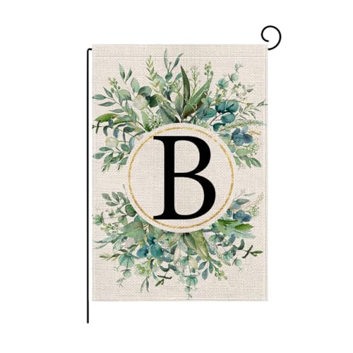 wyooxoo Monogram Letter B Floral Garden Flag 12x18 Inch Double Sided For Outside Small Burlap Family Last Name Initial Outdoor Yard Flag (B)