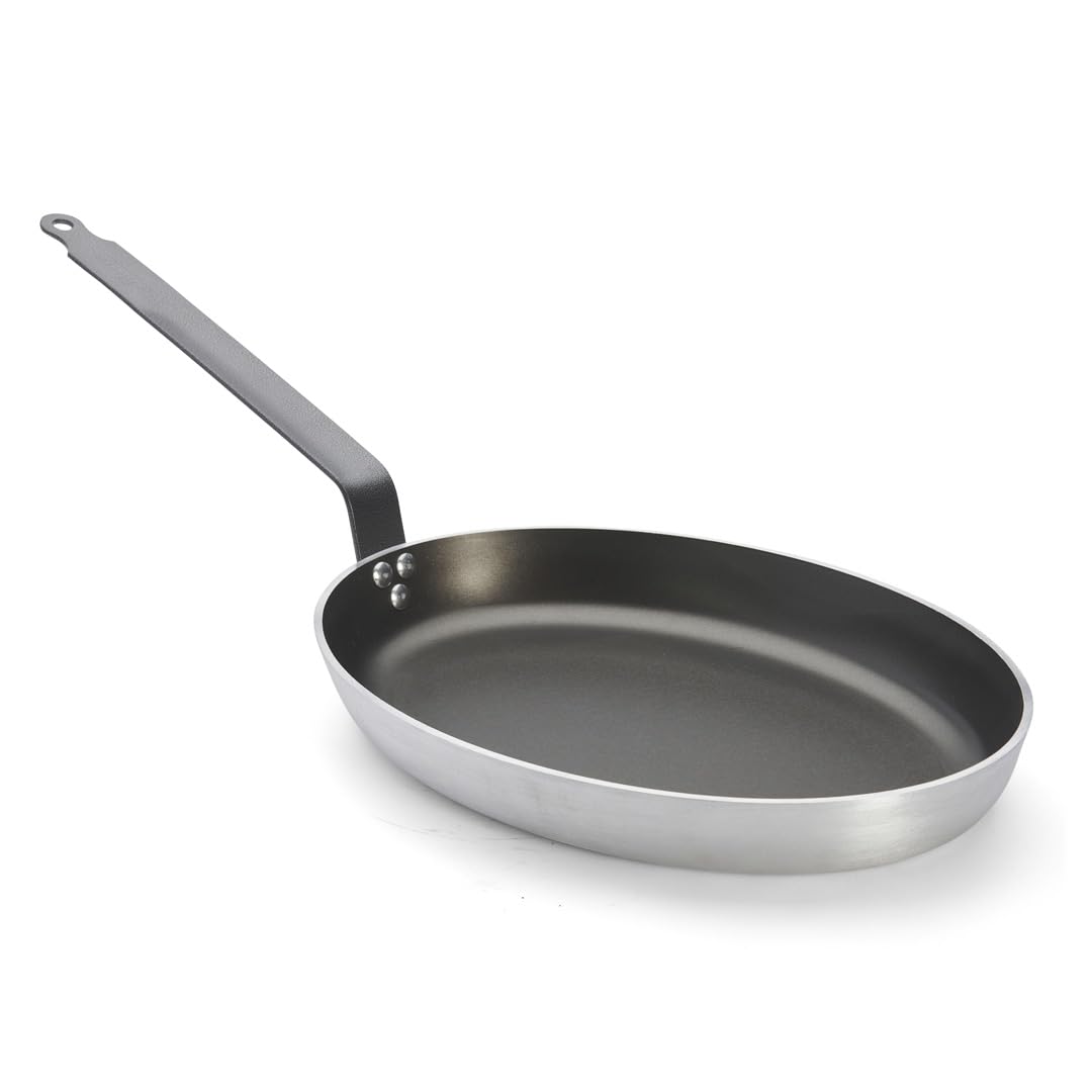 De Buyer - Poêle ovale antiadhésive CHOC en aluminium - 40 x 28 cm -, Gris