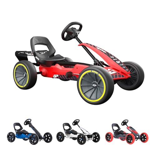 BERG Gokart Reppy GP Pedal mit Soundbox am Lenkrad, Pedalauto, Sicherheit und Stabilität, Kinderspielzeug für Kinder von 2,5 bis 6 Jahren, Groß, Grey