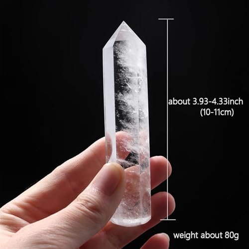 Tour de cristal de roche et quartz transparent, colonne pointue décoration