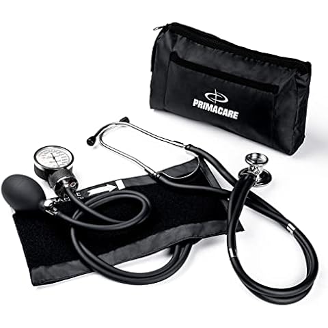 Primacare DS-9181-BK Professional Aneroid Sphygmomanometer and Sprague Rappaport Stethoscope, Manual Blood Pressure Kit with Cuff and Carrying Case, Black Cover