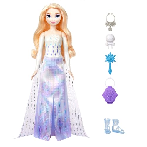Mattel Disney Frozen Elsa Fashion Doll Set, Spin & Reveal with 11 Surprises Including 5 Accessories, 5 Stickers & Play Scene, Inspired by the Movie by Mattel - Image 6