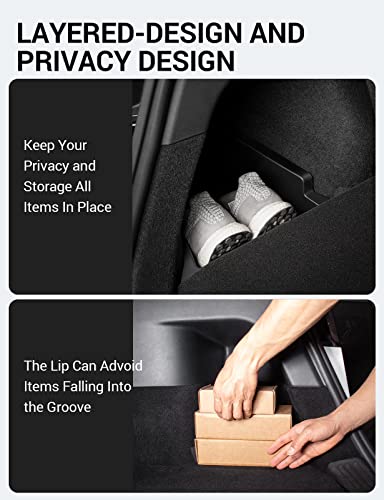 Basenor 2022-2023 Tesla Model Y Trunk Organizer Waterproof Rear Trunk Storage Bins Side Box With Carpeted Lip Interior Accessories Set Of 2 For Model Y 5-Seater #TOP2