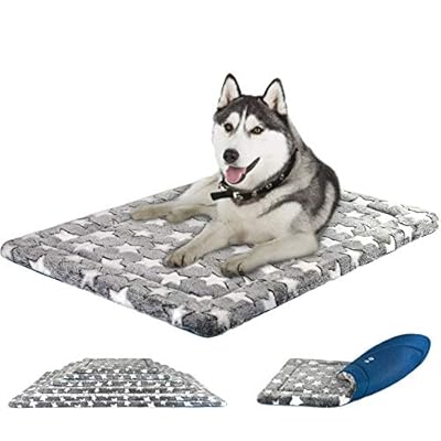 KROSER Reversible Dog Bed Mat (Cool & Warm) Stylish 106cm Pet Mat Pad High Density Foam Machine Washable Pet Bed for X-Large Dogs up to 41kg Grey/Blue