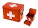 Present Time Red with White Cross Metal Medicine Storage Box, Medium