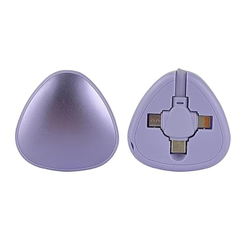 Tranzmtz - Compact Retractable Multi Charger Cable 1.2M/3A, Universal 3 in 1 USB Fast Charging & Data Cable with iP, Micro USB, Type C Port Connectors (Purple)