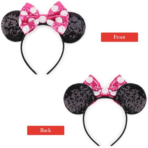 Image of DRESHOW Mouse Ears Bow Headbands Glitter Party Decoration Cosplay Costume for Women