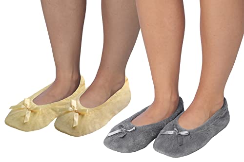 Roxoni Women's Terry Classic Cotton & Velour Ballerina Slippers (Pack Of 2) #TOP1
