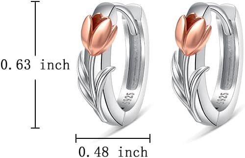 Tulip Earrings for Women Sterling Silver Tulip Flower Hoop Earrings Floral Jewelry Gifts for Her