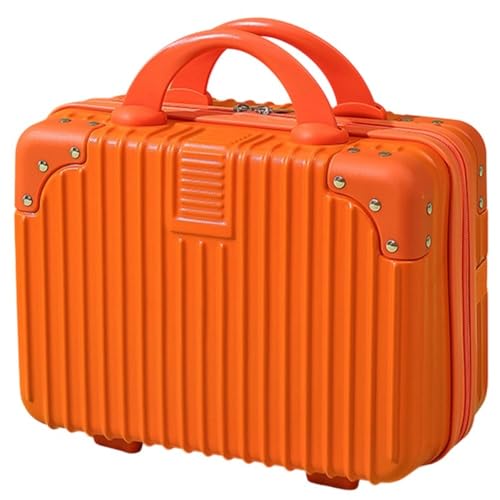 EVREFINミニスーツケース コスメポーチ 防水 大容量 14インチ かわいい ビジネス旅行 機内持ち込み可 (32*23*15,オレンジ)