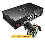 PIONEER DEQ-S1000A-I Kompakt Klangprozessor/Endstufe inkl. Kabelsatz. - Leistung: 4 x 50 Watt. Abmessungen: (HxBxT): 170x40x950mm. 1x USB Eingang inkl. USB Verlängerungskabel zum Anschluss des Smartphones. Mit Android/iPhone kompatibel - Ladefunktion & Musikwiedergabe. Externe Fernbedienung inklusive externer Sensor für Play, Pause, Laut, Leiser, Vor, Zurück sowie Modus-Wahl. Grafischer 13-Band-Equalizer. High/Low Pass Filter. Subwoofer Control. 31-Band-Grafikequalizer mit Sound Tune-App.