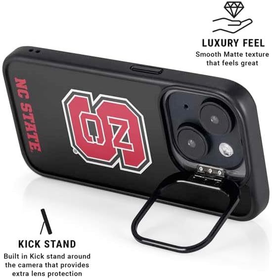 Skinit Kickstand Phone Case Compatible with iPhone 15 - Officially Licensed North Carolina State University Logo Design