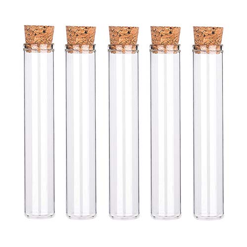 Image of BENECREAT 20 Pack 30ml (1oz) Glass Tubes with Cork Stoppers, Small Clear Empty Bottles for Essential Oils, Perfume, Science Experiments & Decorative Storage