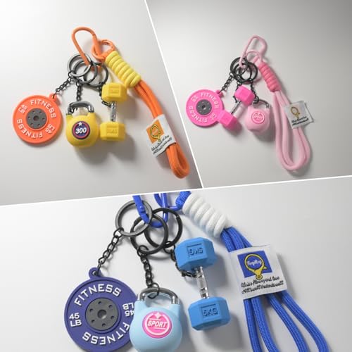 Dumbbell Keychain set Silicone Gym Keychain with Metal Handle Motivational Girl Gym Accessories Fitness Gifts - Image 6
