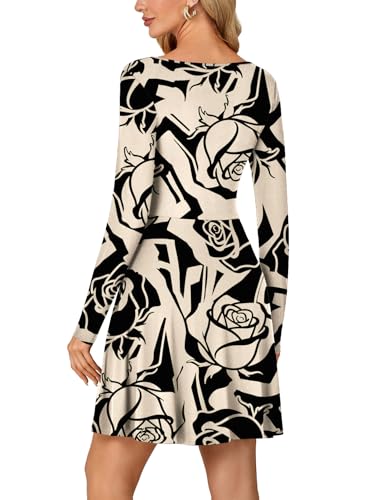Image of LYANER Women's Long Sleeve Mini Dress Loose Casual Empire Waist Above Knee Length Dresses
