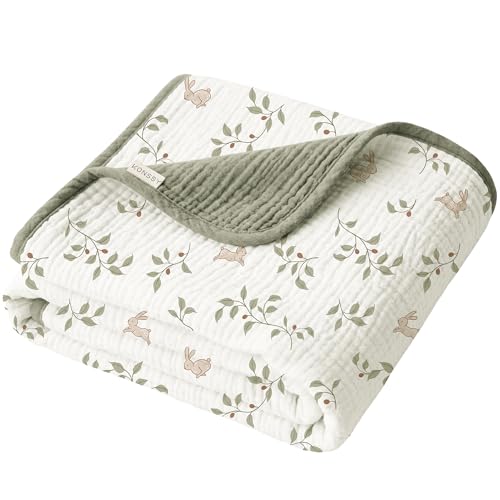 Konssy Muslin Baby Blankets for Girls Boys, 100% Cotton Crib Blanket for Baby Infant Toddler, Super Soft and Lightweight Nursery Blankets...