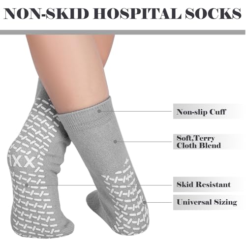Panitay 6 Pairs XX Large Slipper Socks Terry Ring Non Slip Gripper Socks for Adults Home Hospital2