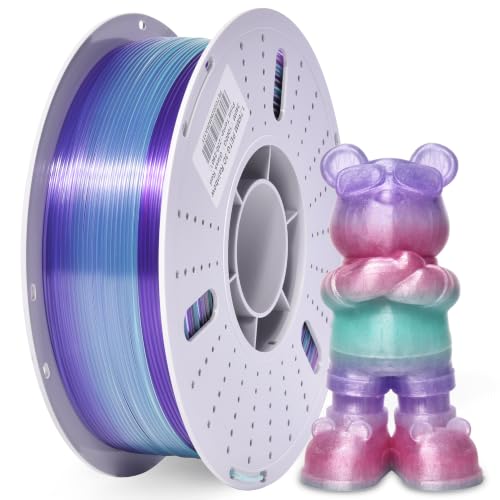 Image of PINBALL PETG Rainbow 3D Printer Filament 1.75mm, Multicolor Translucent PETG Filament, Accuracy + /- 0.02 mm, 1kg Spool (2.2lbs), Liuli red