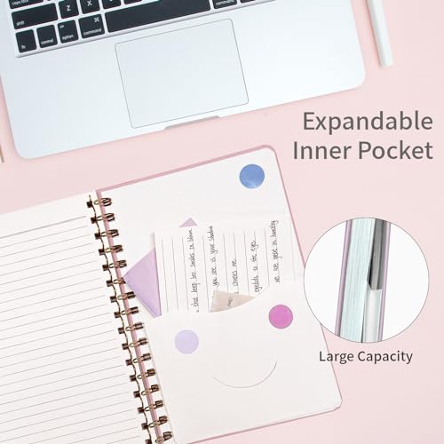 Carnet rose A5 ligné pour la prise de notes au bureau et organisation de projets - 5