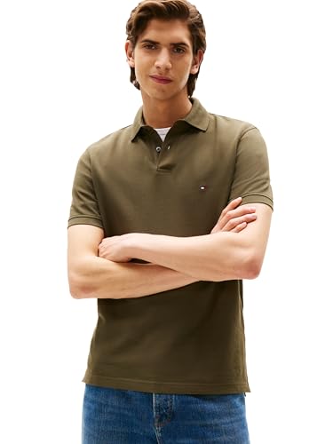 Image of Tommy Hilfiger Men's Short Sleeve Polo Shirts in Regular Fit With Stretch and Organic Pique Cotton