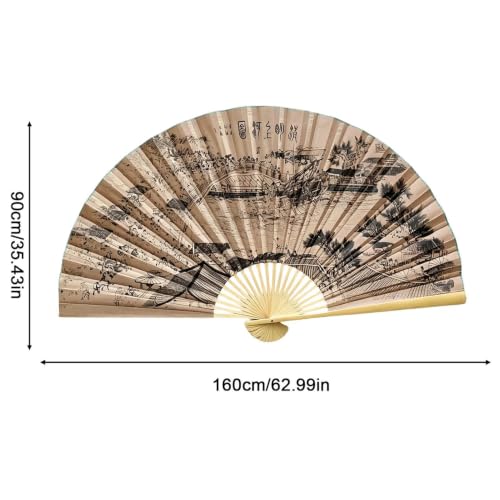Éventail mural géant chinois pliable pour décoration de salon et studio - 6