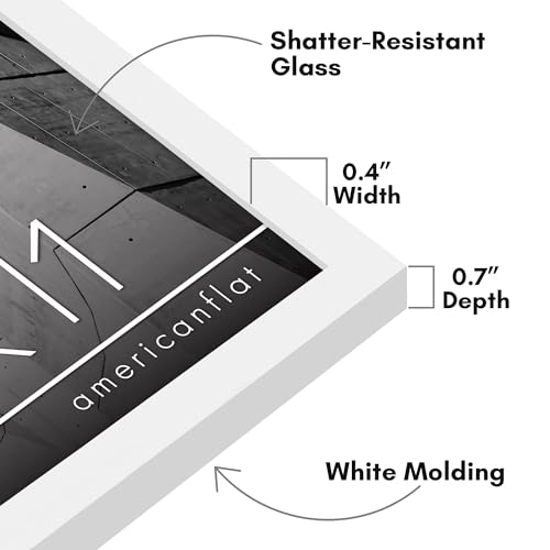 Image of Americanflat 8x11 Picture Frame with Shatter-Resistant Glass - Streamline Collection - Thin Border Photo Frame for Tabletop and Wall Display - Hanging Hardware and Easel Stand Included - White