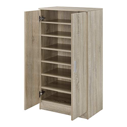 [en.casa] Armoire à Chaussures avec 2 Portes et 7 Étagères Meuble de Rangement Porte-Chaussures Stockage pour 14 Paires Entrée Chambre Couloir Panneau de...