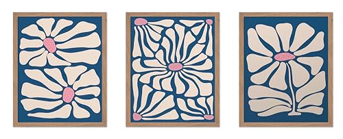 Cadeau pour artiste avec ce poster d'illustration 3 pièces floral et rétro