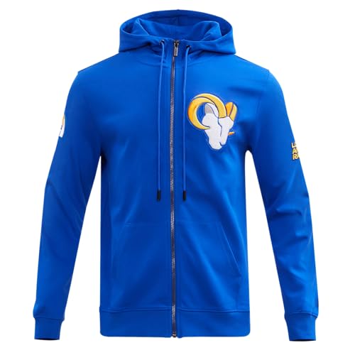 Pro Standard Mens NFL Los Angeles Rams Classic Chenille Full Zip Hoodie Royal Blue S