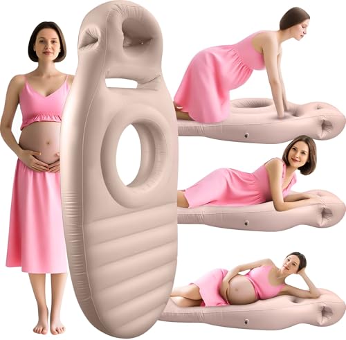 KSFJEU Inflatable Pregnancy Pillow with Belly & Head Hole – Full Body Maternity Airbed for Stomach Sleeping, Back Pain & SPD Relief – Comfortable, Portable & Includes Electric Pump Gray