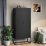 skølm Izar Metallkommode – Wohnzimmerschrank mit Doppeltüren in Anthrazit – Metallschrank mit 4 Fächern – Sideboard für Wohnzimmer – Mehrzweckschrank 180x80x40 cm