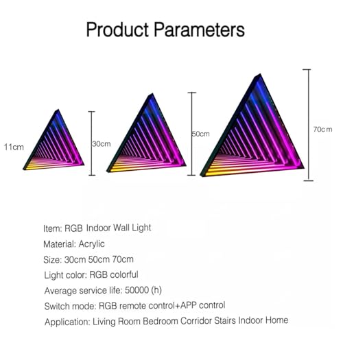 Lampka nocna LED z lustrem nieskończoności, geometryczna, zmieniająca kolor RGB, dekoracja do domu, na imprezę i bar, sensoryczna lampa ścienna tunelowa poprawiająca atmosferę