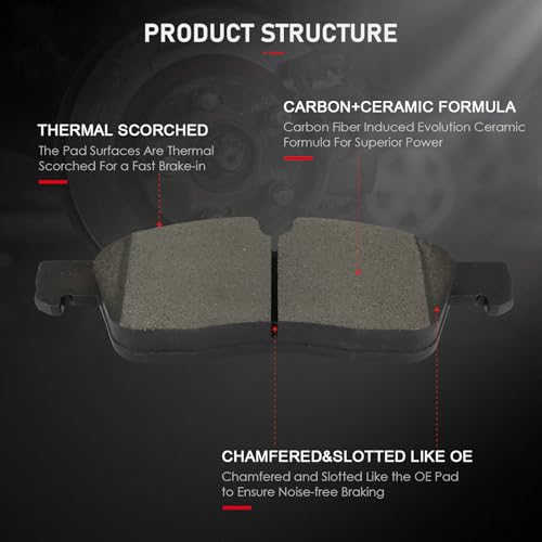 Image of cciyu D1904 & D1498 Front & Rear Disc Brake Pads Kit For Dodge For Durango 2011-2022,For Jeep Grand Cherokee 2011-2021,For Jeep Grand Cherokee WK 2022