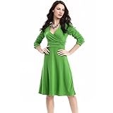 Aamikast Women V-neck 3/4 Sleeved Elegant Ruched waist Sexy Casual Cocktail Dresses
