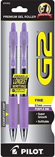 Pilot, G2 Premium Gel Roller Pens, Fine Point 0.7 mm, Purple, Pack of 2 image 4